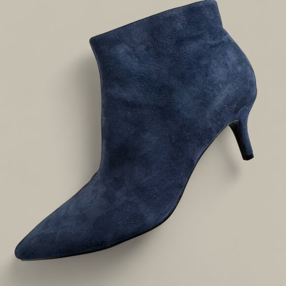 NIB Aerosoles Epigram Navy Blue Suede Ankle Boot Woman's sz11 Kitten Heel - Picture 2 of 11